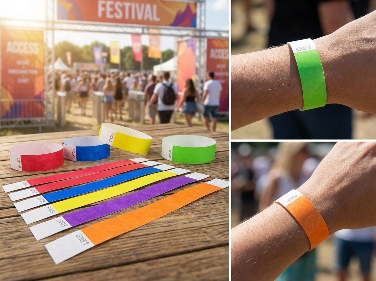Zapestnice za nadzor dostopa v različnih barvah za VIP in rezervirane cone na festivalu